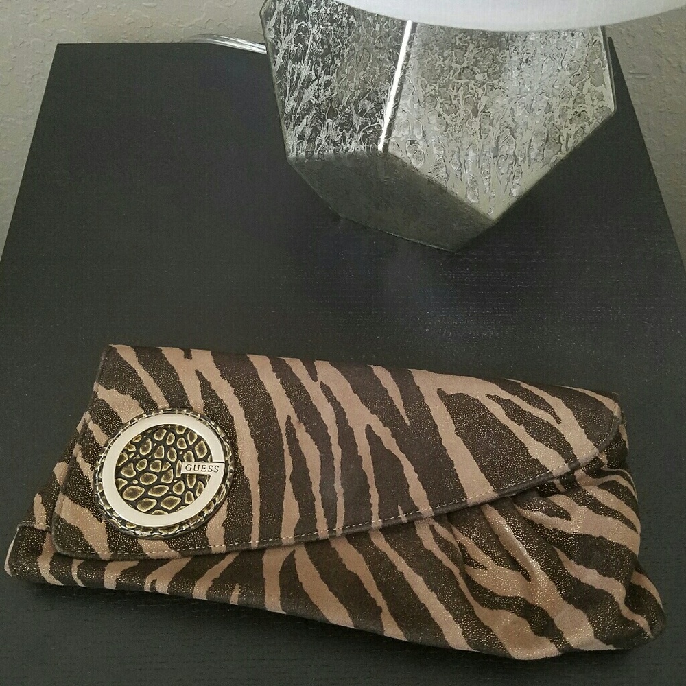 Guess Glitter Animal Print Clutch