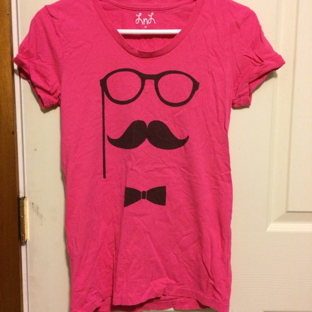 Glasses and Mustache Pink Shirt