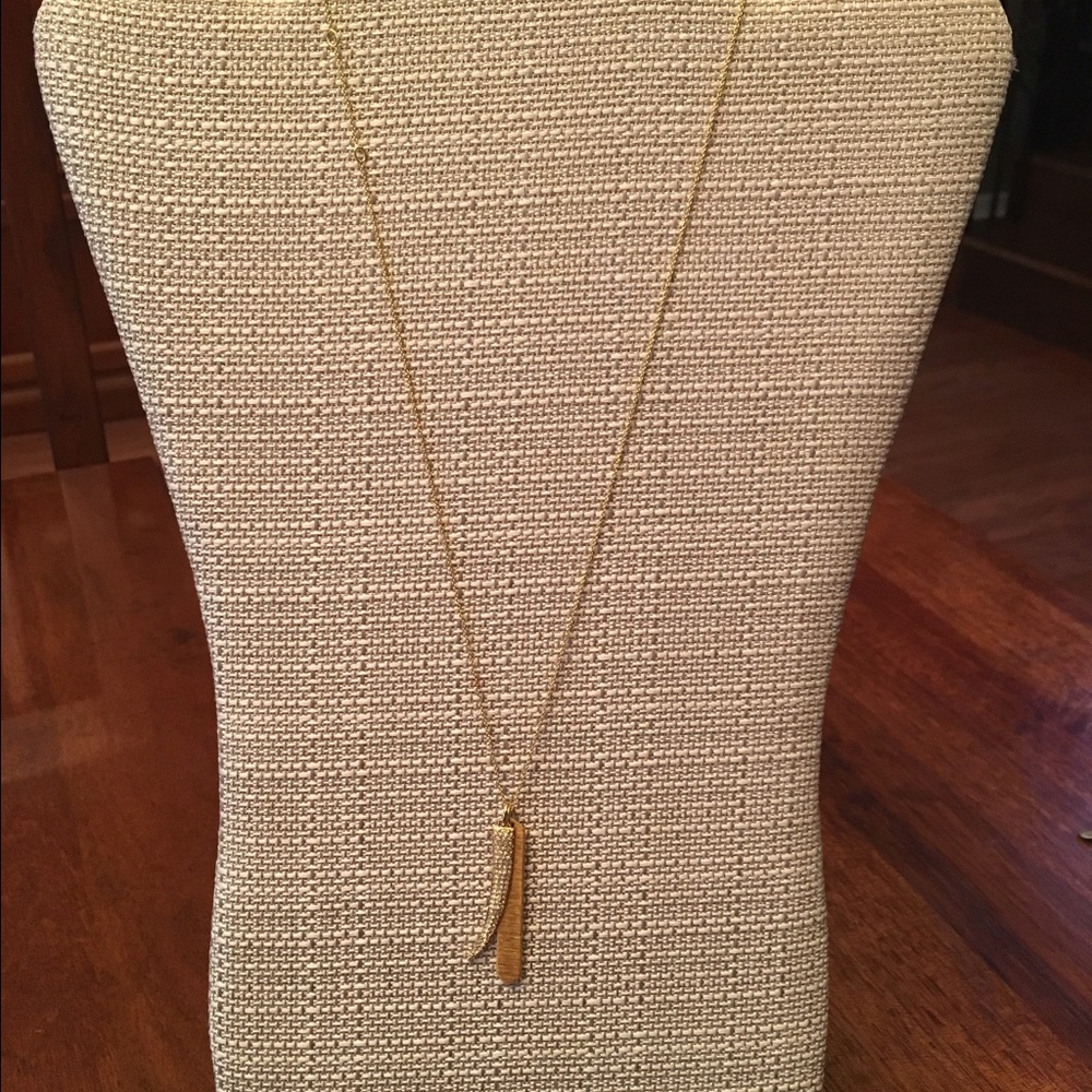 Pave Horn Charm & Signature Engravable Necklace