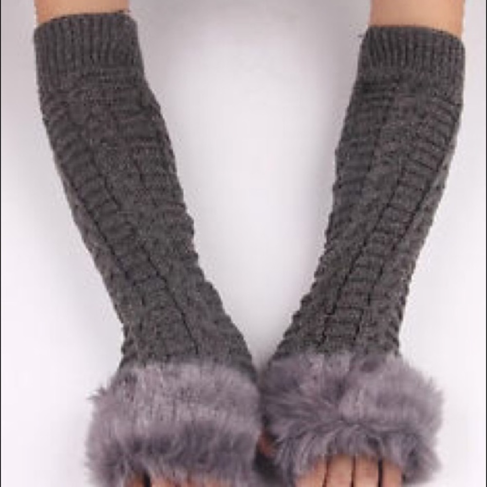 Faux Fur Fingerless Gloves Arm Warmer
