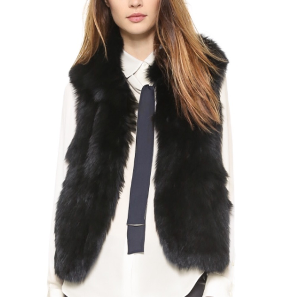 Theory "Hanalee" fox fur vest.