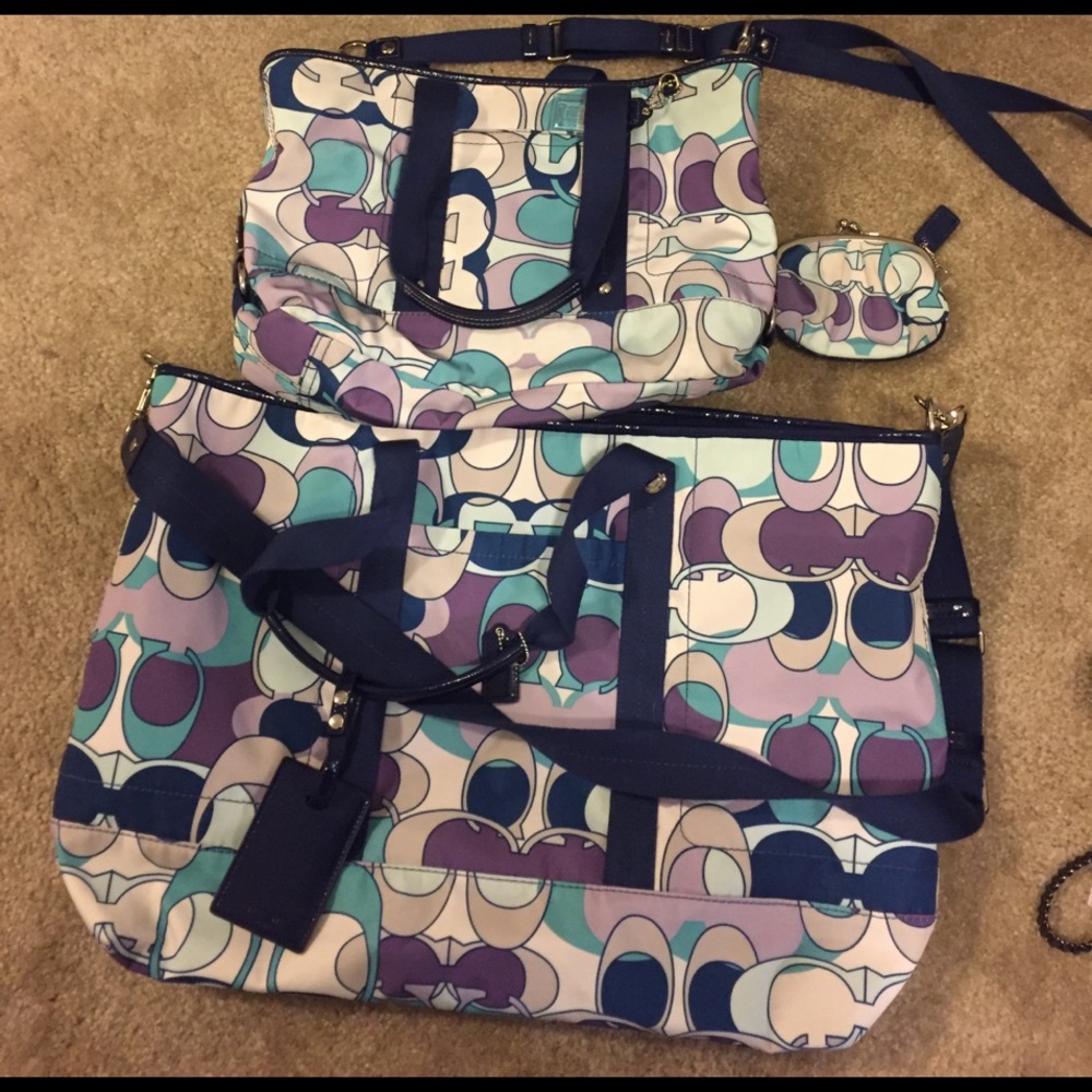 Large coach over night bag with matching purse
