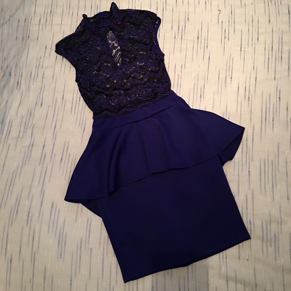 bebe Dresses & Skirts - 2B by Bebe Purple Half Lace High Neck Ruffle Dress
