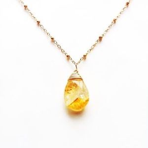 Citrine & 14k Gold Beaded Necklace