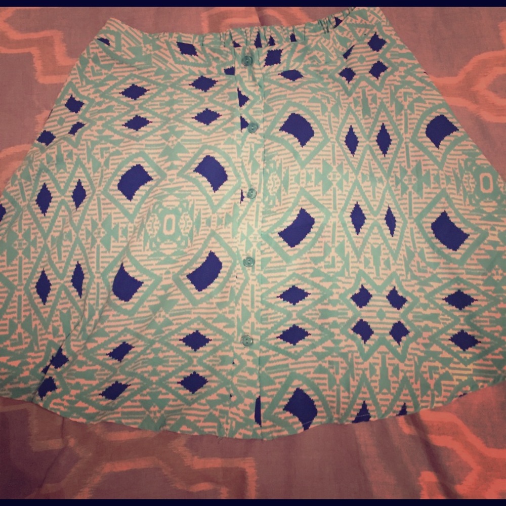 Button front tribal skirt