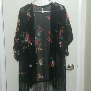 Sheer floral kimono