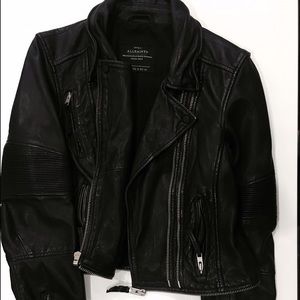 ALL SAINTS BLACK LEATHER JACKET.