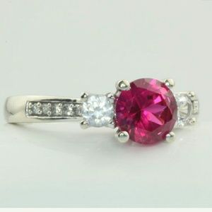 Amour Jewelry - 10K White Gold Ruby & Sapphire Ring Size 5 Amour Jewelry - 10K White Gold Ruby & Sapphire Ring Size 5