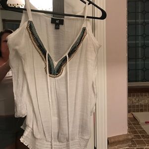 Junior XS beaded cold shoulder style top