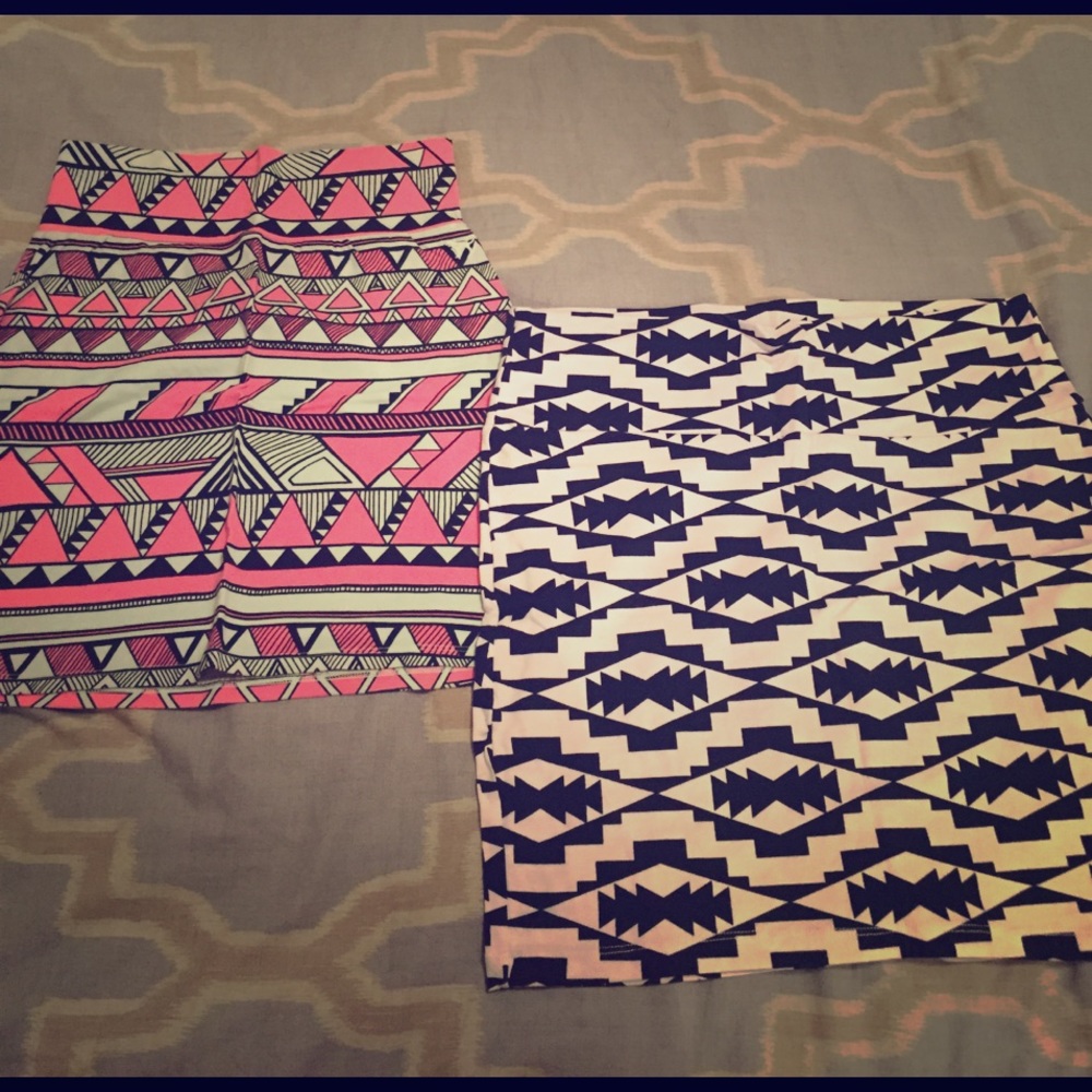 Aztec print mini skirts