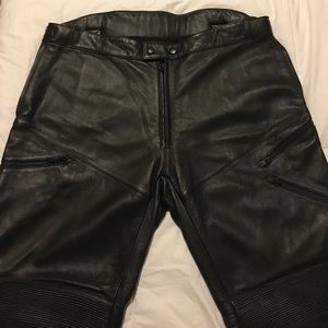 Men's DKNY Black Leather Motorcycle Pants Sz 38