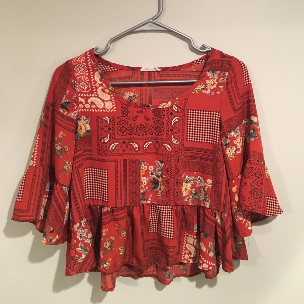 Patterned peplum crop top