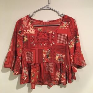 Patterned peplum crop top