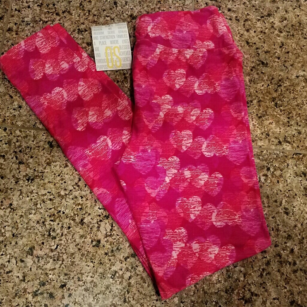 NWT LuLaRoe OS Valentine's Day Leggings Red Hearts