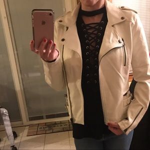 Cream Faux leather jacket