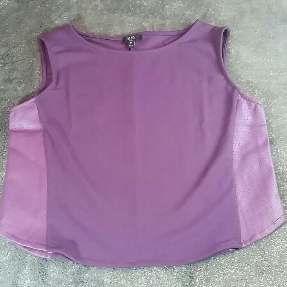 ABS Faux Leather Trim Crop Tank Sz M
