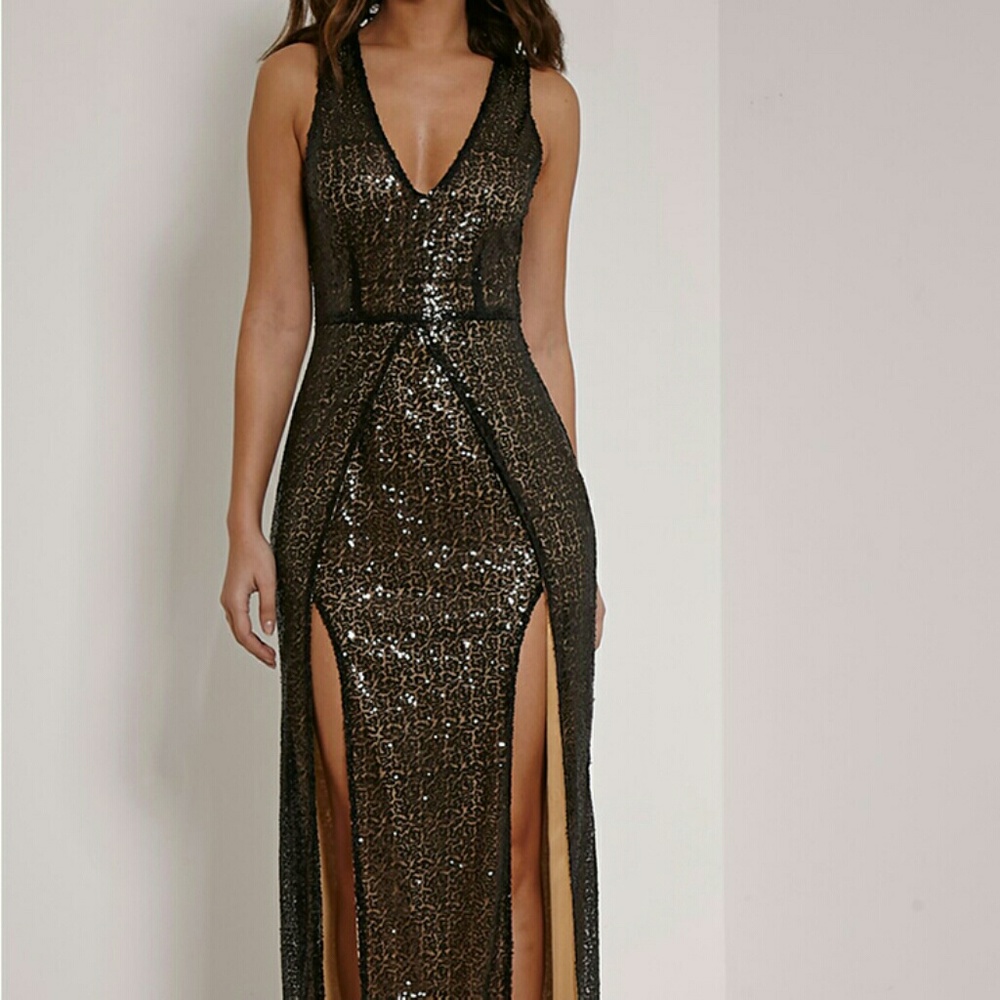 Jestina Black Sequin Maxi Dress