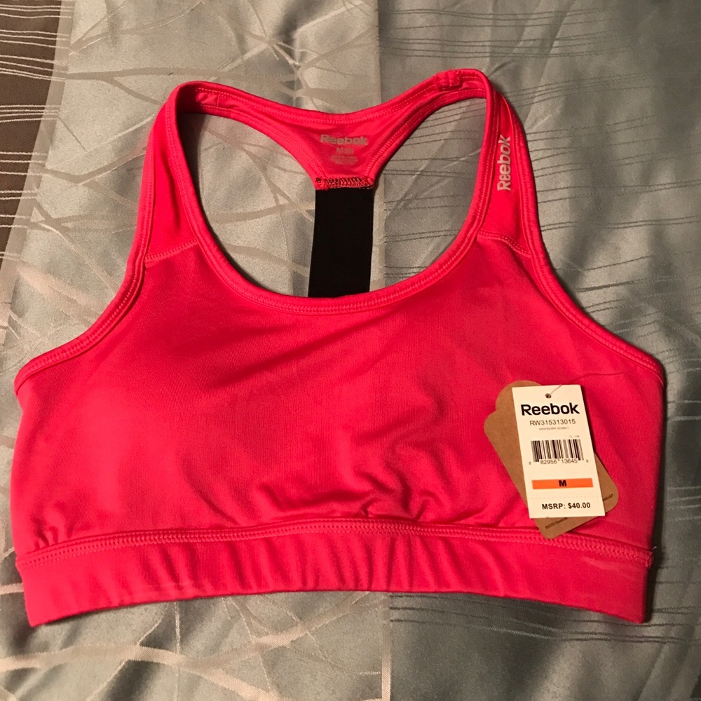 NWT Reebok Pink Sports Bra Sz M with Cup Support