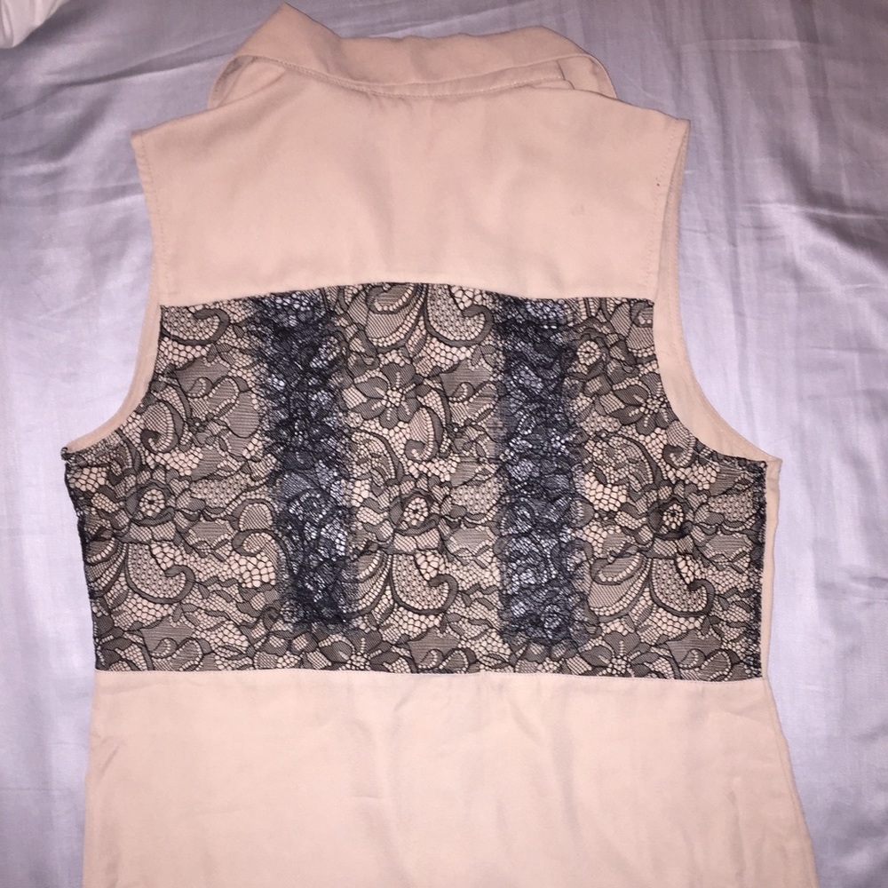 Beige and Black lace blouse, M