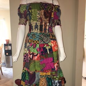 Quilted multi colored African fabric/Ankara dress