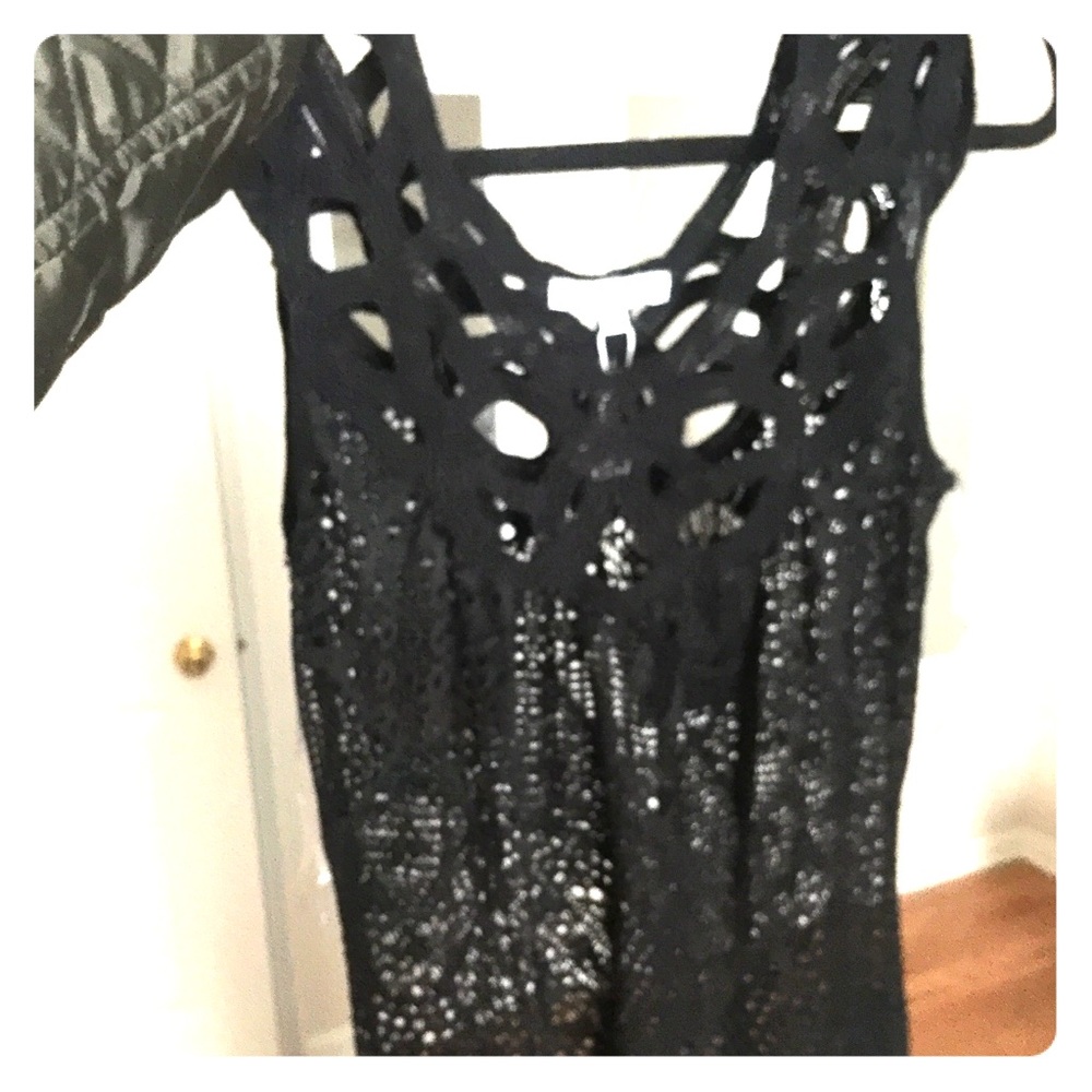 BNWT black lace crochet maxi dress cover up