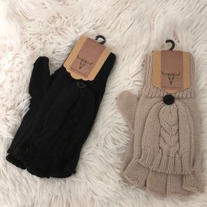 Mitten to Fingerless Convertible Knit Gloves