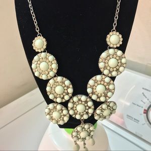 Mint and rhinestone statement necklace