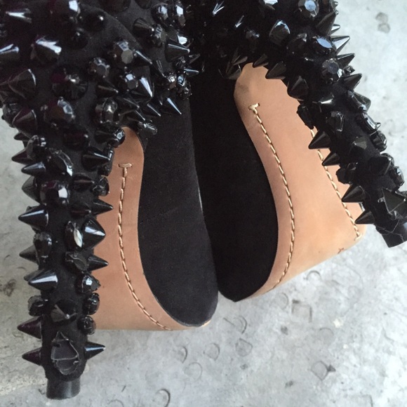 Sam Edelman Lorissa Black Suede Spiked Heels - Picture 2 of 7