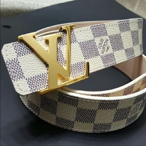 Damier White LV Belt