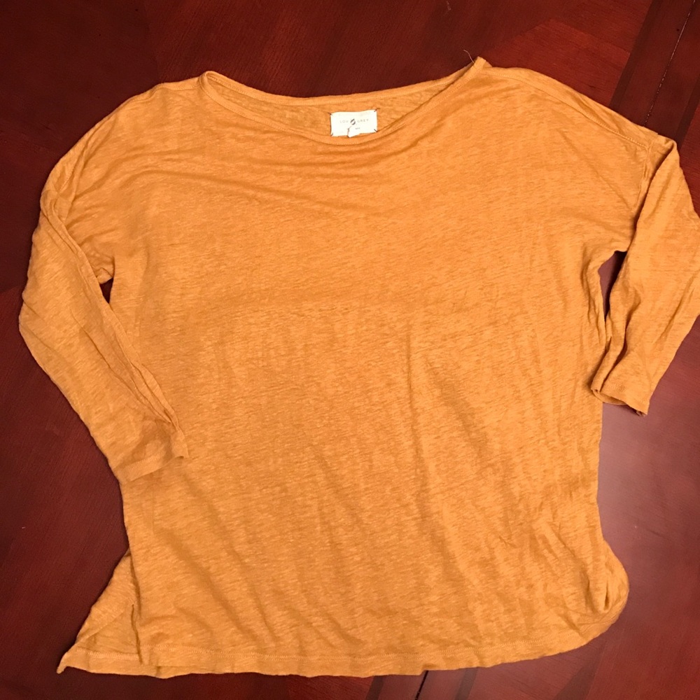 Lou & Grey Shirt SZ M Mustard Yellow 100% Linen