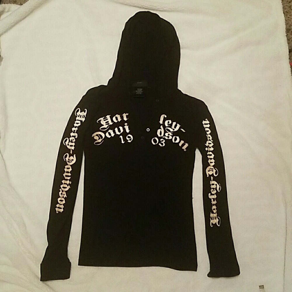 Harley Davison hooded long sleeve shirt