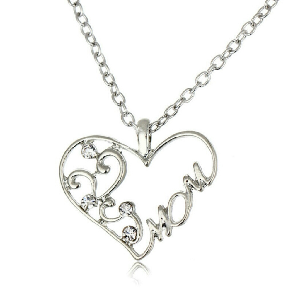 Mom Crystal Heart Necklace