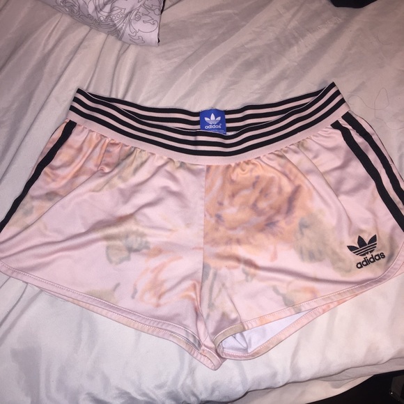 pastel rose adidas shorts
