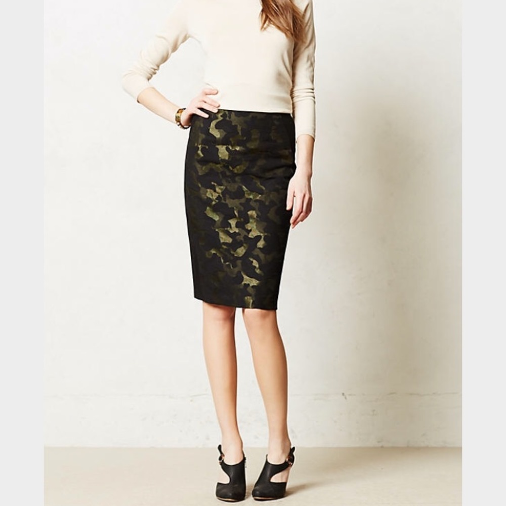 Anthropologie Camo Pencil Skirt