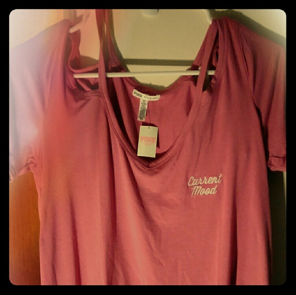 Vs pink cold shoulder tee