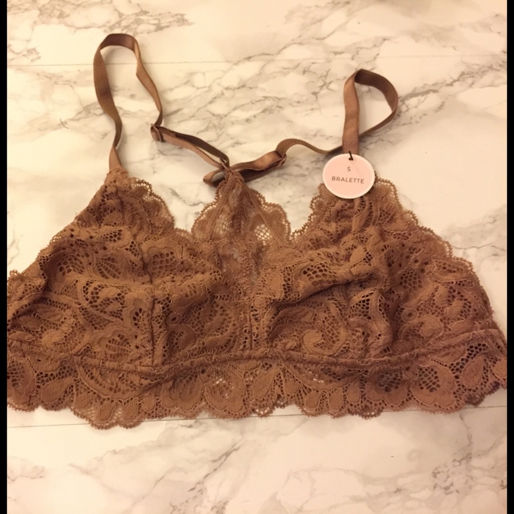 Coffee lace triangle bralette-racerback