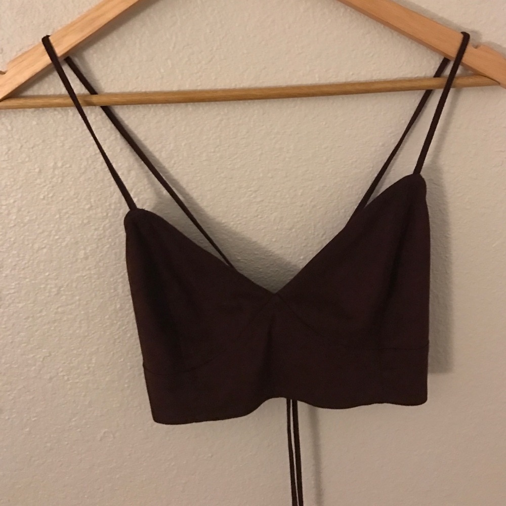 Maroon suede bralette strappy backing