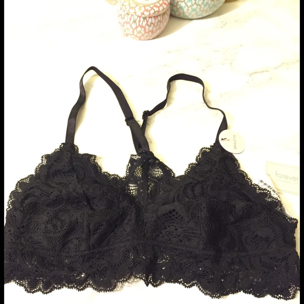 Black lace triangle bralette
