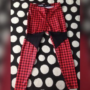 BlackMilk Red and Black Checkered Mesh Leggings