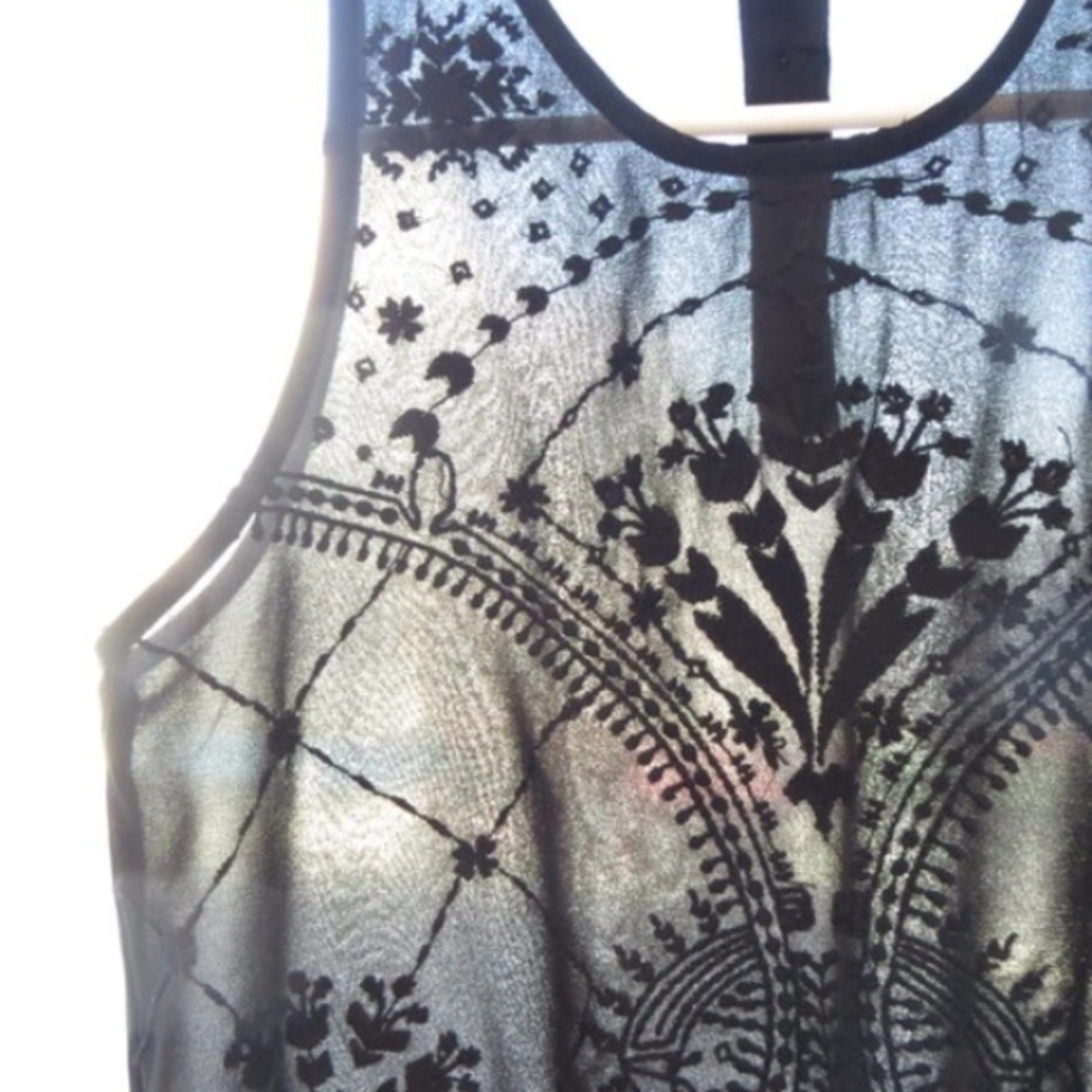 SOLD H&M shear peplum embroidered tank