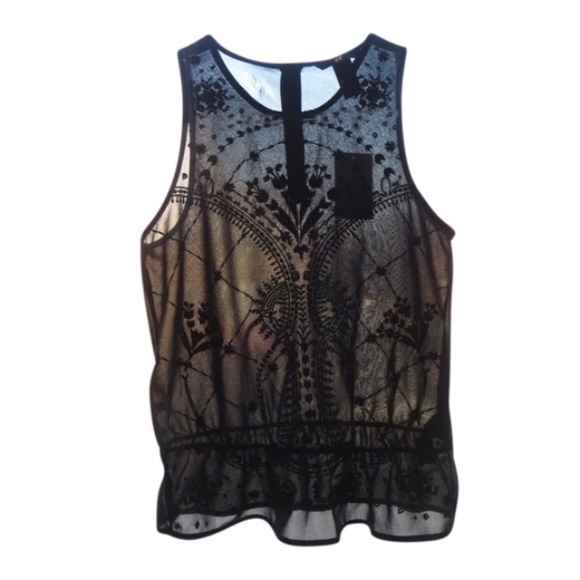 SOLD H&M shear peplum embroidered tank - Picture 3 of 4