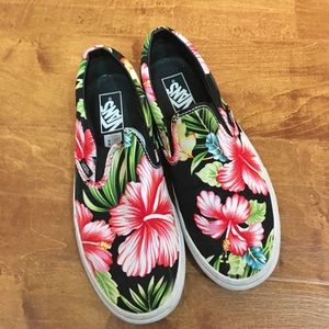Floral vans slip ons