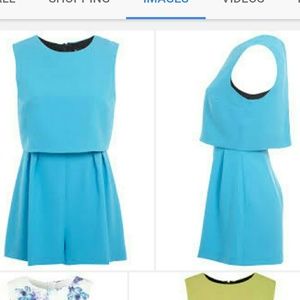 Miss Selfridge Blue Overlay Playsuit