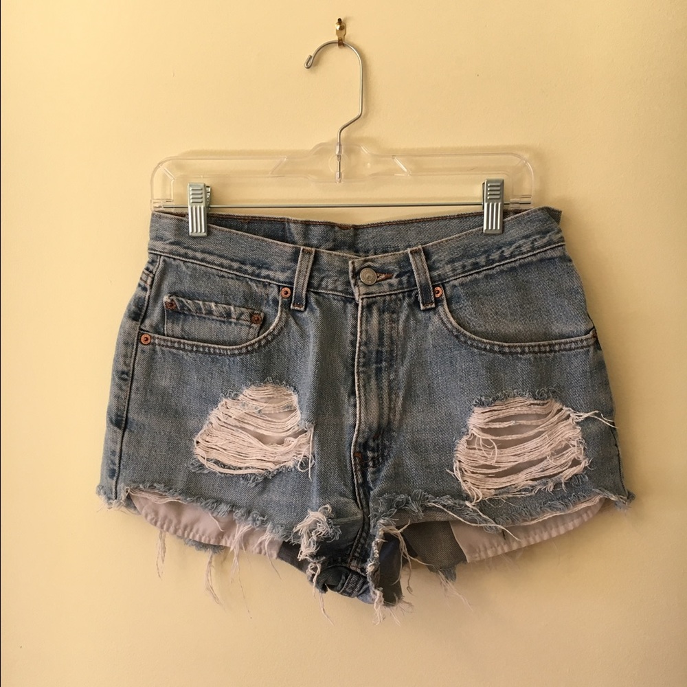 Vintage distressed denim shorts
