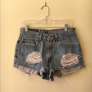 Vintage distressed denim shorts