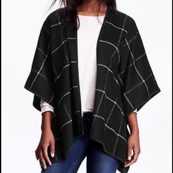 Old Navy Sweaters - Old Navy black and white poncho, new w/o tags, M-L