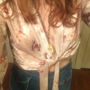 Velvet butterfly crop top