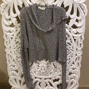 grey UO cropped sweater w hood