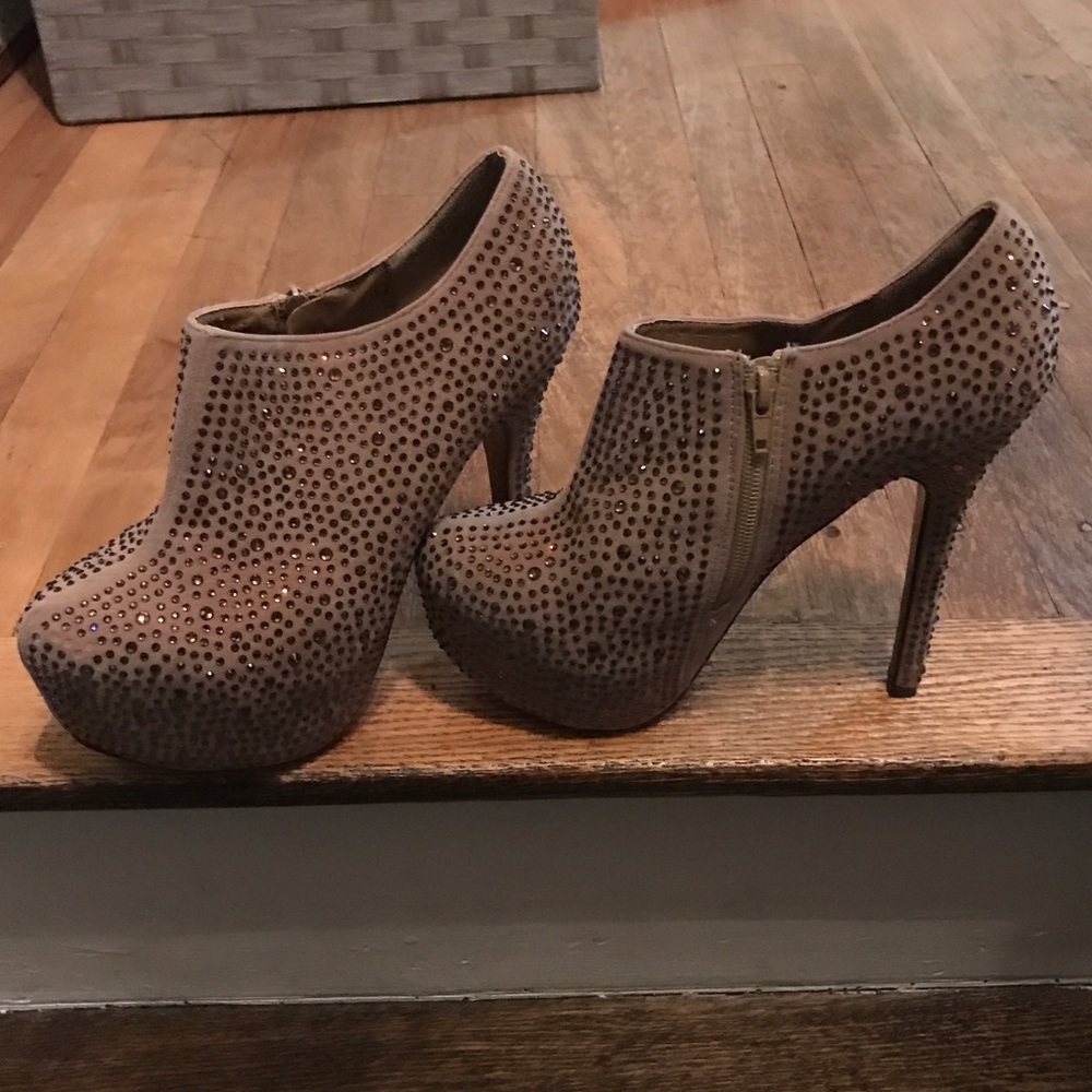 Crystal Embellished Platform Booties