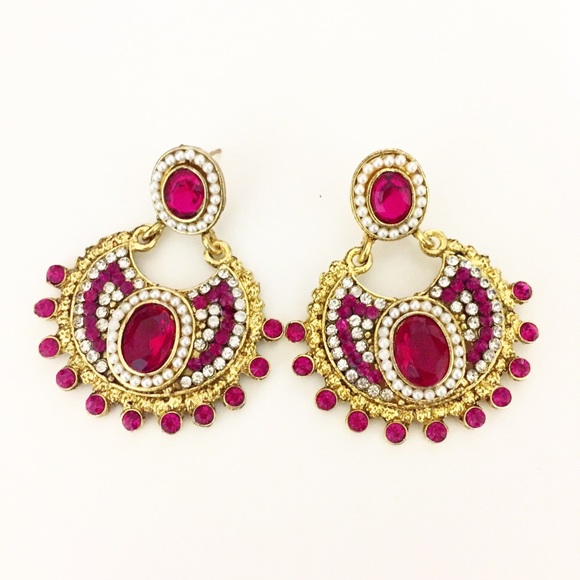 Jewelry Fashion Pink Gold Indian Bollywood Earrings Poshmark